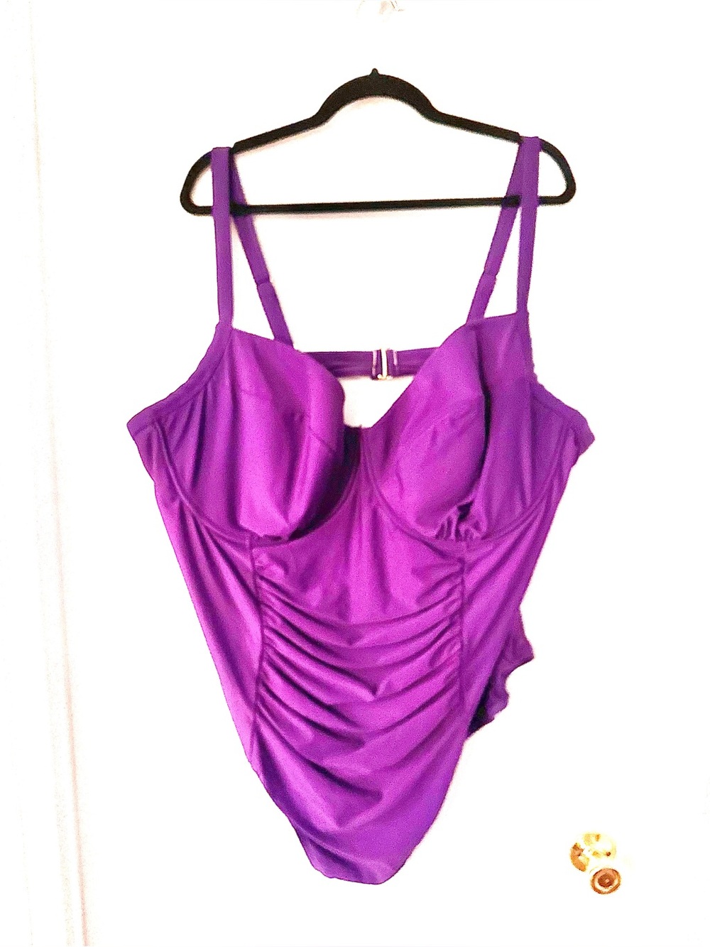 5X Terra & Sky Purple Ruched One-Piece Swimsuit with underwire cups